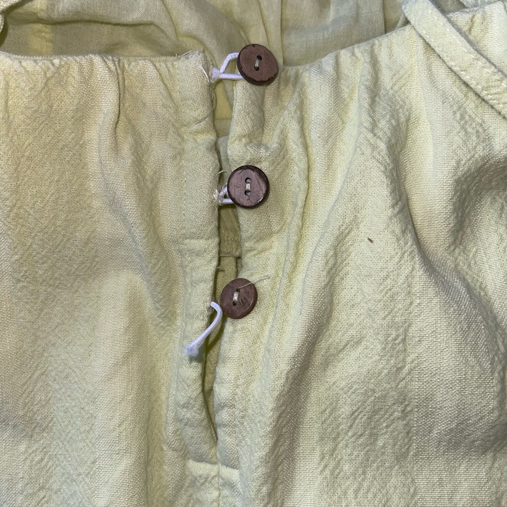 Free People All for Sun Maxi Dress Yellow Sz Small Boho Cotton Tie Strap Smocked - Picture 8 of 11